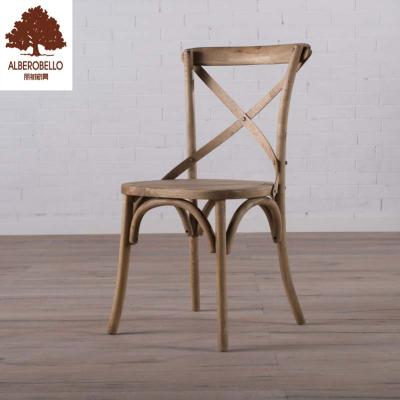 China Modern Black Cross Back Solid Oak Restaurant Chair Furniture Wooden Dining Chair for sale