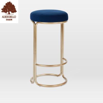 China Wholesale Modern Environment Friendly Metal Stainless Steel Fabric Upholstery Gold Barstool Chair for sale