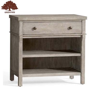 China Luxury Nightstand Bedroom Tufted Home Antique Furniture Solid Wood Bedside Table for sale