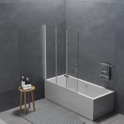 China Three Piece Glass Foldable Hinges Acrylic Bathtub Screen Shower Cabin Polished Surface for sale