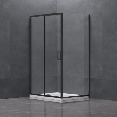 China Black Aluminum Rectangular Shower Enclosure featuring Sliding Door and Tempered Glass for sale