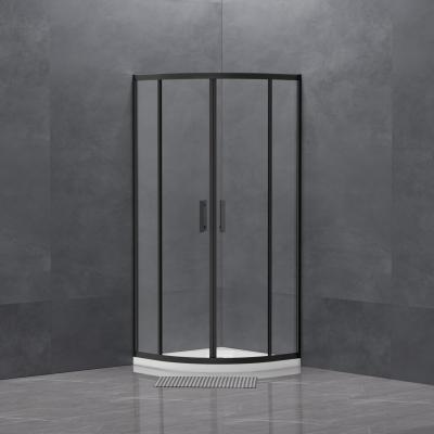 China Tempered Glass Shower Enclosure with 2 Handles and Sliding Doors in Black Corner for sale