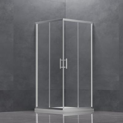 China Double Door Polished Chrome Framed Shower Sliding 6mm Glass Shower Square Enclosure for sale