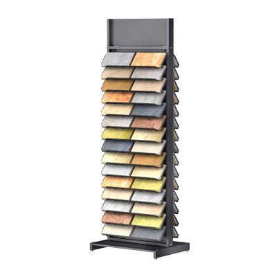 China Hot Sale Metal Display Racks Double Sided Floor Standing Ceramic Tile Quartz Granite Marble Stone Artificial Sample Rack for sale