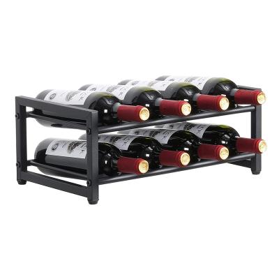 China Hot Selling Popular Double Sided Vintage Metal Wine Rack Decorative Wine Rack Table Rack for sale