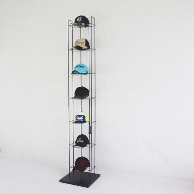 China OEM Custom Double Sided Commercial Hats Stand Up Display Rack Hii Hops Baseball Cap Display Rack Portable Hat Storage Rack for sale