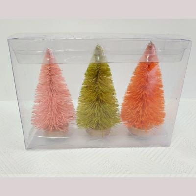 China Holiday Decoration Best Selling Mini Christmas Bottle Brush Trees With PVC Box for sale