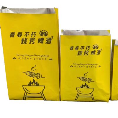 China Recycled Materials Cheap Custom Printing Paper Bags For Fried Food Oil Proof Paper Bag Bread Chicken And Fried French Fries Oil Proof Food Packaging Paper Bag for sale