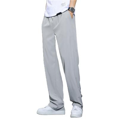 China Men's Summer Loose Soft Casual Men's Straight Tube Trousers Slim Large Size Draping Sense Ice Silk Anti-Wrinkle Quick-Dry Long Pants for sale