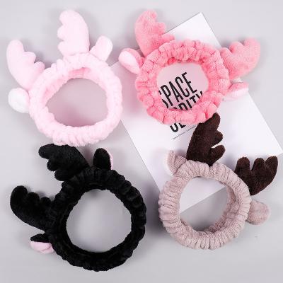 China European Plush Soft Elastic Flannel Headbands Christmas Makeup Custom Headband for Washing Face for sale