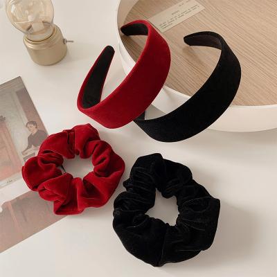 China Girl Hair Decoration Women Solid Color Flannel Hair Bands Ponytail Scrunchies Hair Ties Elastic Ropes Gather Set for sale