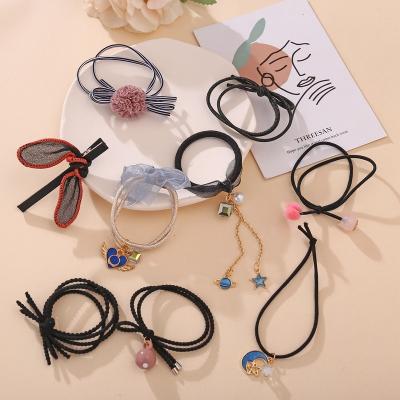 China Korean Cute Colorful 9-piece Children's Elastic Band 9-piece Children's Hair Scrunchies Eco-friendly Ring Rope Hairband for sale