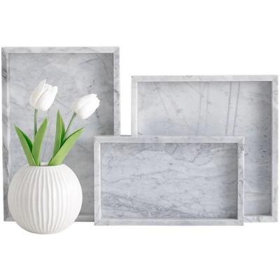 China Modern natural stone white marble serving tray, hotel custom products supply home decor marble, decorative tray for sale