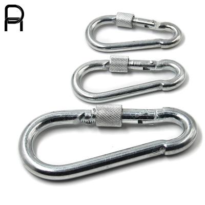 China Durable High Quality Spring Metal Carabiner Safety Hook Outdoor Squash Type Hook for sale