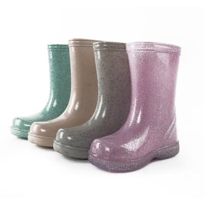 China Customized logo kids anti-slip factory rain boots color soft waterproof twinkly shiny for sale