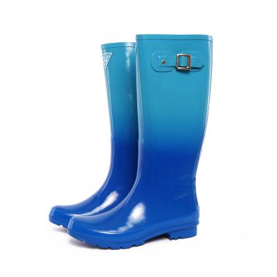 China High-Knee Anti-Slip Anti-Slip Colorful Printing Custom Design Rubber Rain Boots Women for sale