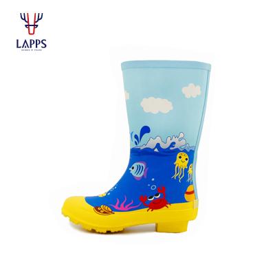 China Hot Selling Children Black Color Rain Boots Kids Rubber EVA Child Antiskid 25 27 28 29 30 32 33 34 36 500 Pair Cotton Fabric Knee High Lapps LAKR-005 for sale