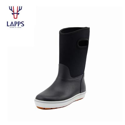 China Cheap Kids Waterproof Anti-skid PVC Rain Boots Factory Price Kids Rubber EVA 29 30 32 33 35 38 Black/Red Knee High 500 Pairs LAKR-001 for sale