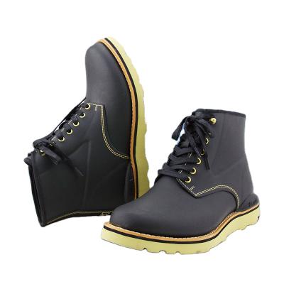 China Fashion Anti-skid Hot Sale Gloss Waterproof Ankle Rubber Rain Boots For Men for sale