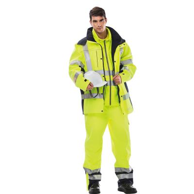 China Hi Vis Men's Uniform Construction Cloth Workwear Winter Wear Reflective Safety Fire Retardant Wok Uniforms for sale