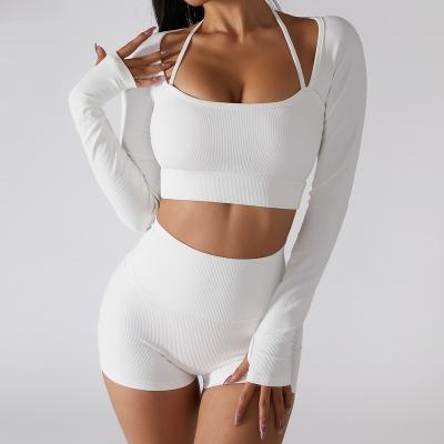 China 2022 New Antibacterial spring and summer sports tops women's with chest pads quick-drying fitness wear thin-fitting long-sleeved yoga clothes for sale