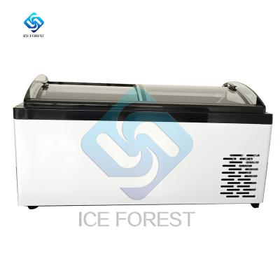 China Single-Temperature Manufacturer Supplies Convenience Store Frost Free Hard Ice Cream Display Showcase Countertop Curved Sliding Glass Freezer for sale