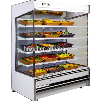 China For Front Refrigerator Showcase Display Cooler Commercial Fruit Upright Refrigerator Vegetable and Fruit Supermarket Open Freezer for sale