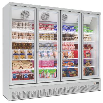 China High Effiency Wholesale Commercial Freezing Glass Door Four Display Upright Freezer for sale