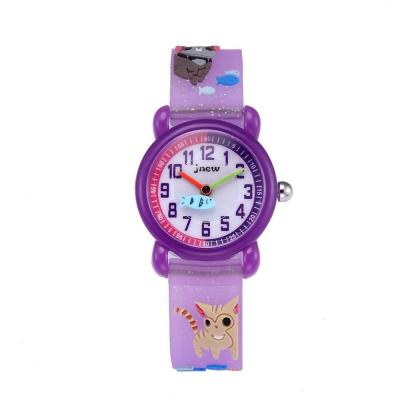 China Environmental 3ATM Waterproof Cartoon Cat Children Purple Watch for sale