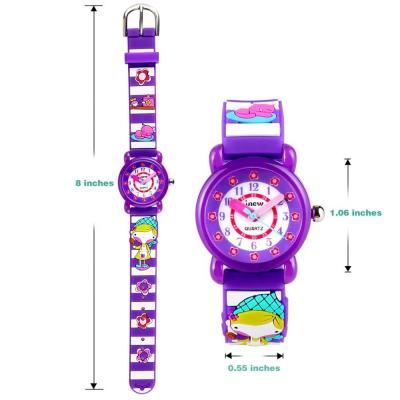 China Low Price 3ATM Waterproof Purple Cartoon Little Girl Pattern Kids Watch Durable for sale