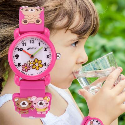 China Children's 3d Bear Pattern Cartoon Watch Cute Waterproof Quartz Watch Pupils Girls Kids Watch for sale