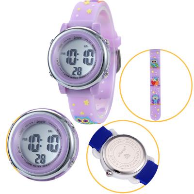 China hot sale chronograph watches for sport seven color lights digital watch water proof cartoon kids watch for sale