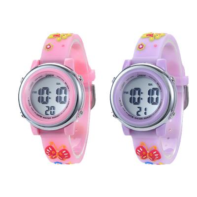 China Kids Digital Sport Watches for Girls Boys Waterproof Outdoor LED 7 Colors Backlight 3D Cartoon Band Child Wristwatch for sale