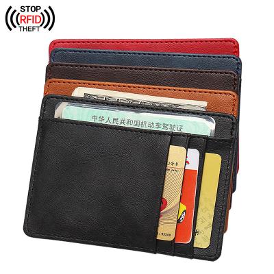 China High Quality PU Leather Waterproof Sublimation Women Men Slim Wallet Custom Made RFID Blocking Name Bank Leather Business Credit ID Card Holders for sale