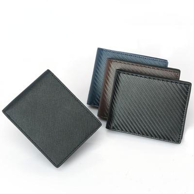 China Custom Blue Foldable Clip Men's RFID Card Holder RFID Color Wallet Minimalist Slim Forged Carbon Fiber Wallet Real Money Multi Bifold for sale