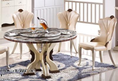 China 8 persons round marble table with Lazy Susan hotel dining room furniture for sale