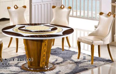 China 8 persons round marble table with Lazy Susan dining room furniture for sale