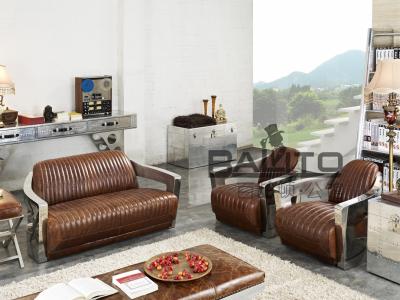 China vintage America style 1+2+3 leather home sofa set furniture for sale