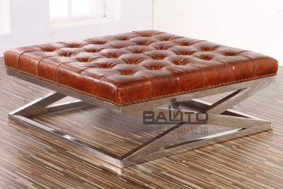 China classical old style antique square leather ottoman for sale