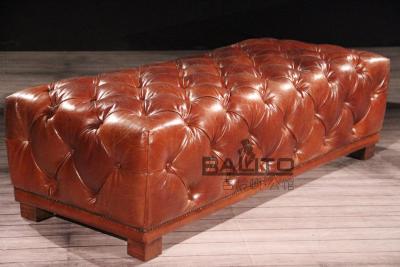 China classic old style antique club rectangle leather ottoman for sale