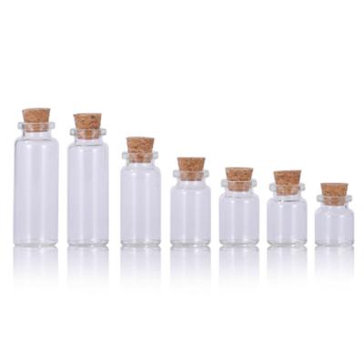 China Gift & Wholesale 10mL 15ml 5ml 4ml 6ml 7ml 20ml Craft Gift DIY Small Mini Glass Bottle Glass Wishing Cork Bottle Glass Bottle With Cork Stopper for sale