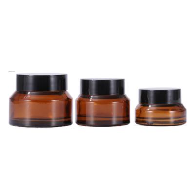 China 15g 30g 50g Brown Slope Cosmetic Shoulder Cream Glass Cosmetic Jar for sale