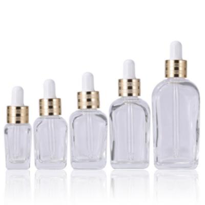 China Reasonable Price Dropper Bottle 10ml 20ml 30ml 50ml 100ml Long Square Glass Bottle Cosmetic Square Glass Dropper for sale