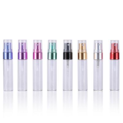 China Cosmetic Bottle 5ml Cosmetic Clear Sample Spray Small Color Pump Transparent Body Glass Spray Bottle for sale