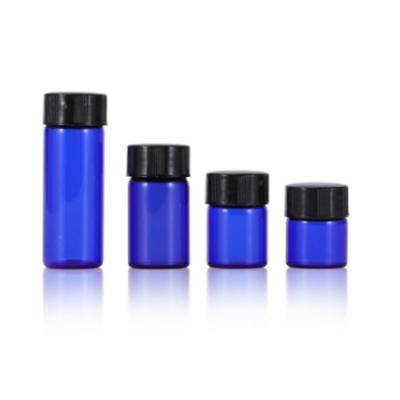 China High Quality Wholesale Cosmetic 1ml 2ml 3ml 5ml Essential Oil Blue Glass Bottle With Tamper Evident Cap Supplier for sale