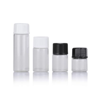 China High Quality Wholesale Cosmetic 1ml 2ml 3ml 5ml Essential Oil Clear Glass Bottle With Tamper Evident Cap Supplier for sale