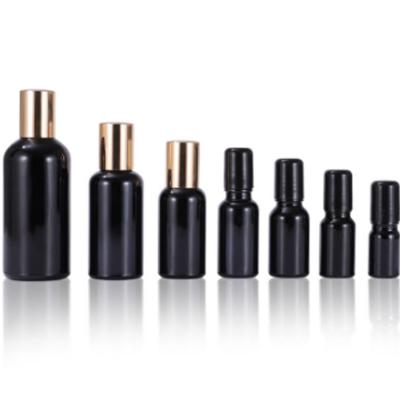 China Reasonable Price Cosmetic Matte Glass Dropper Bottle 5ml 10ml 15ml 20ml 30ml 50ml 100ml Frosted Black Dropper Bottle for sale