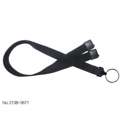 China 2138-3671 16mm (5.8) Polyester Flat Ribbed Polyester Lanyard With Safety Breakpoint, USA & Black-Oxidized Split Ring for sale