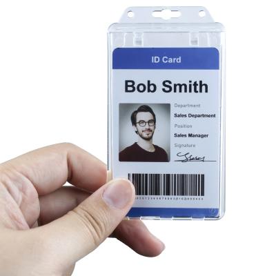 China ID Card Badge Holding Premium Vertical Clear Constant Locking Card Holder Badge Holder Plastic Waterproof Clear Pass Cover for sale