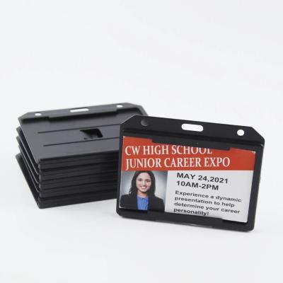 China Hard Plastic 2-Sided Card Holders 2-Sided ID Card Holders 2-Sided ID Card Holders Student Identity Horizontal Card Case Neck Card Holder Office Name Tag Security Pass Cover for sale